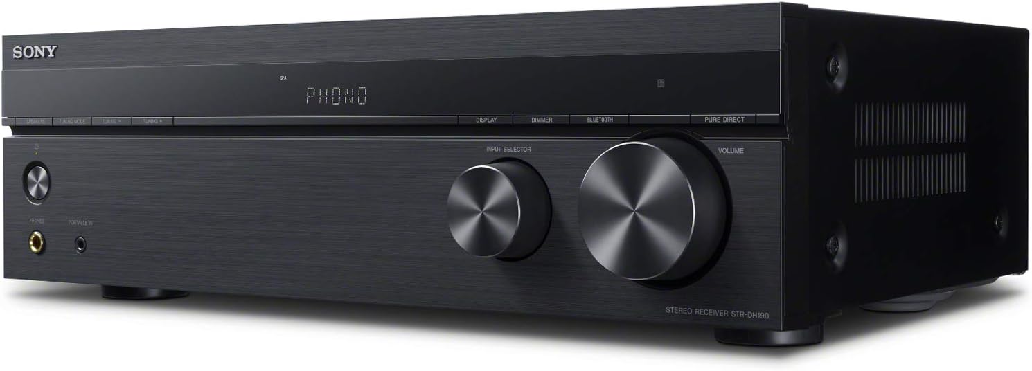 Sony STRDH190 2-ch Stereo Receiver with Phono Inputs and Bluetooth Bundle with 100ft of Speaker Wire and 5 Pairs of Banana Plugs (3 Items)