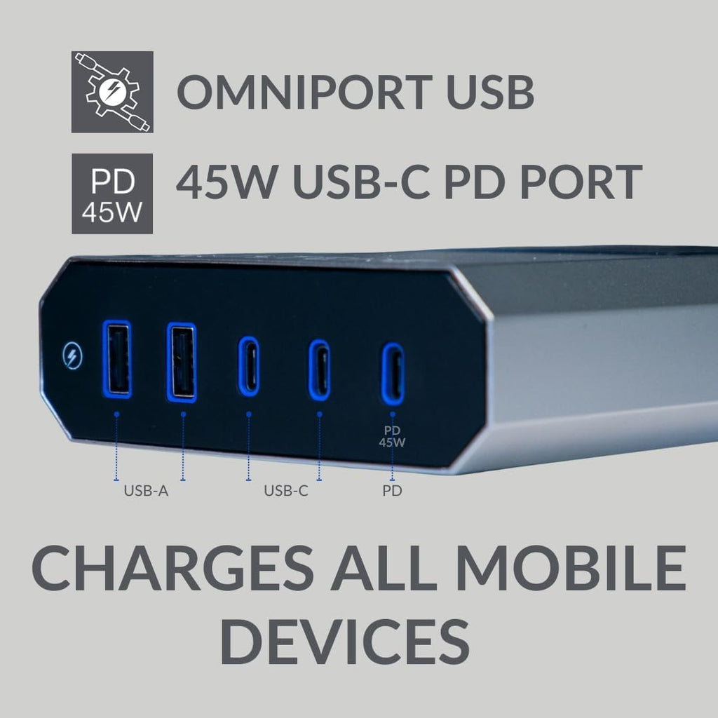 Austere VII Series, 6 Outlet Surge Protector Power Strip, 4000 Joules, Isolated EMI/RFI Filtering, 1 USB-C 45W Fast Charger, 2 USB-C and 2 USB-A 2.4 amp Ports, 7 Year Component Guarantee