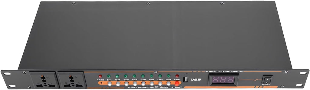 10 Outlet Power Sequencer Conditioner with Digital Screen Safety Features Independent Power Switch USB Port for Audio Equipment