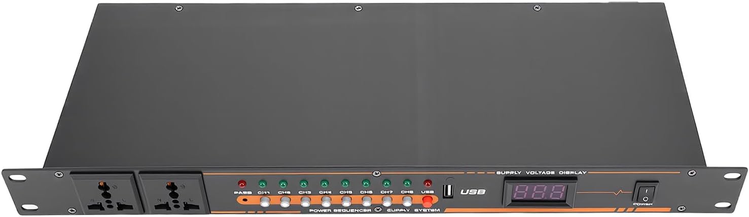 10 Outlet Power Sequencer Conditioner with Digital Screen Safety Features Independent Power Switch USB Port for Audio Equipment