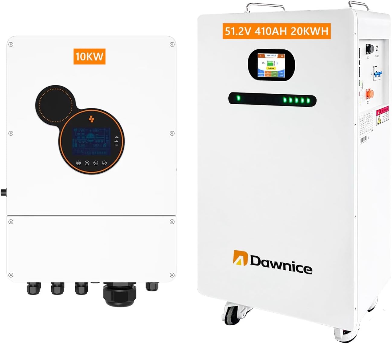 10KW Home Solar Power System with 20KWH 51.2V 410AH LiFePO4 Battery + 48V 10KW Hybrid Inverter - Backup Power for House, Camping, RV | Ground Mountable