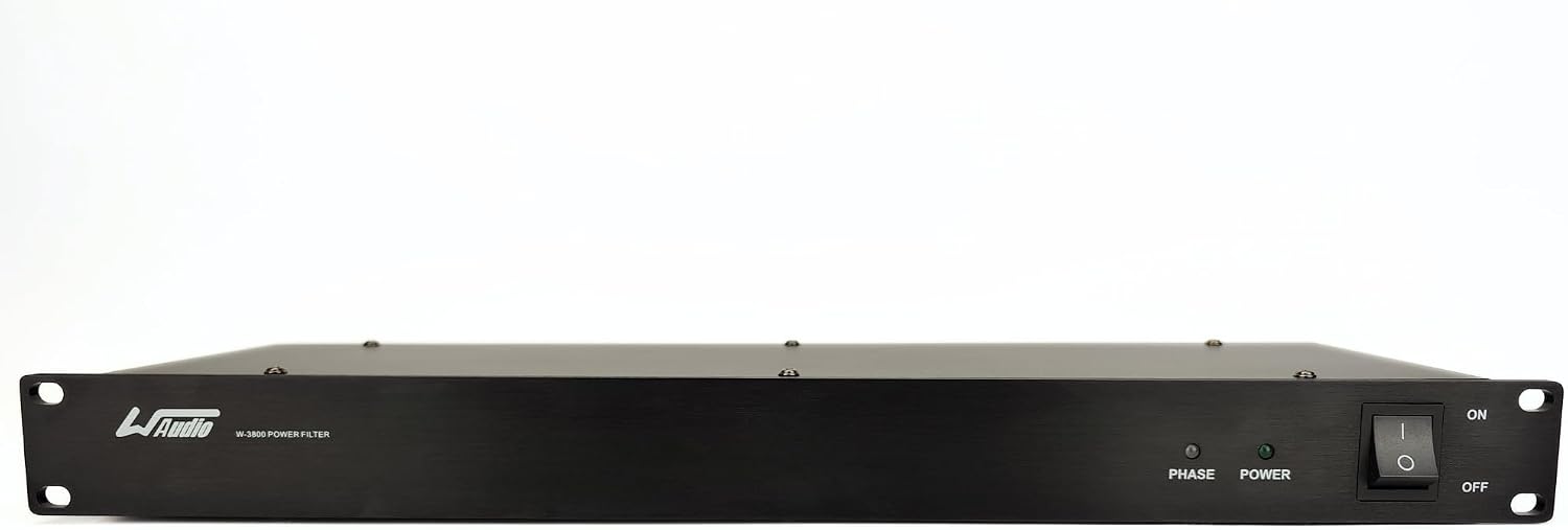 WAudio Rackmount 1U Line Conditioner - AC Noise Power Filter, Surge Protection with Phase Detect