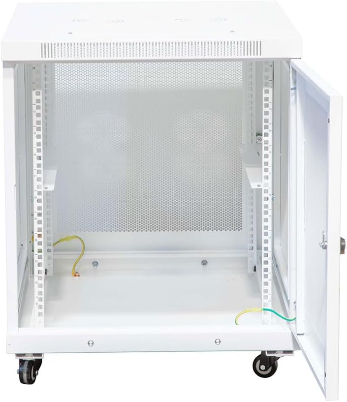 NavePoint 12U Network Cabinet with Perforated Door 12U Wall Mount Server Cabinet White 19 Rack for IT Equipment, AV Devices, Networking Equipment 33' Deep Mid-Depth Server Rack Enclosure