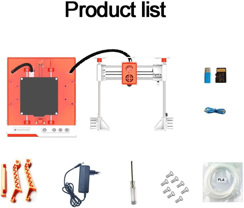 3D Printer for Kids & Beginners - Orange & White Compact Printer, 100x100x100mm Build Volume, Plug & Play with Ultra Quiet, Ideal Home & Education Use