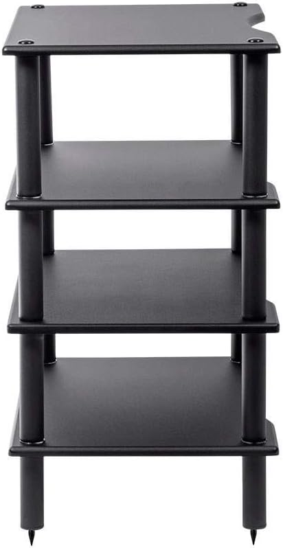 Monolith 4 Tier Shelf Audio Stand - Open Air Storage, Modular Design, Sturdy, Compatible with Bose, Polk, Sony, Yamaha, Pioneer and Others, Black