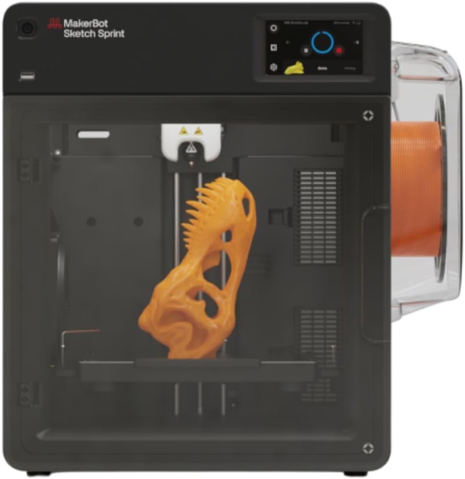 MakerBot Sketch Sprint 3D Printer with 250 mm Per Second Print Speed, Includes UltiMaker Digital Factory Cloud Cura Software and Certification Program, Plastic Filament, 15.8 x 17.8 x 18.3 inches
