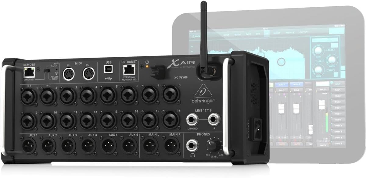 Behringer XAir XR18 18-Channel 12-Bus Portable Digital Mixer for iPad or Android Tablet, Bundle With Gator Cases Padded Nylon Bag Custom Fit for Behringer X-AIR Mixer,