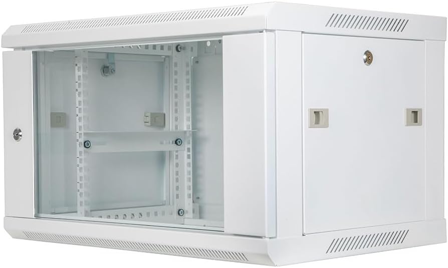 NavePoint 6U Network Cabinet with Glass Door – 6U Wall Mount Server Cabinet White 19' Rack for IT Equipment, AV Devices, Networking Equipment –23' Deep Server Rack Enclosure