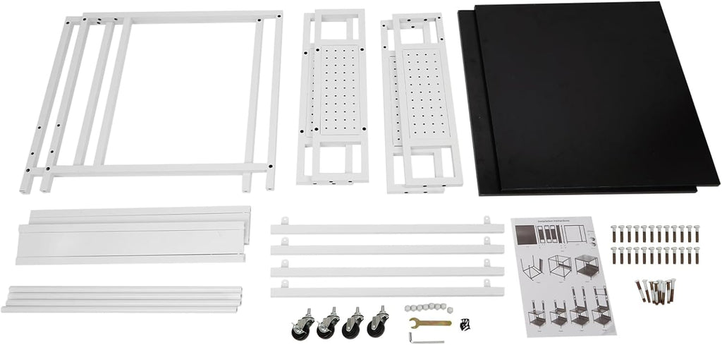 3D Printer Stand with Filament Storage, 3D Printer Filament Storage Rack, Rolling Printers Cart, Heavy Duty Mobile Printer Table with Wheels for Workshop Studio Office - White