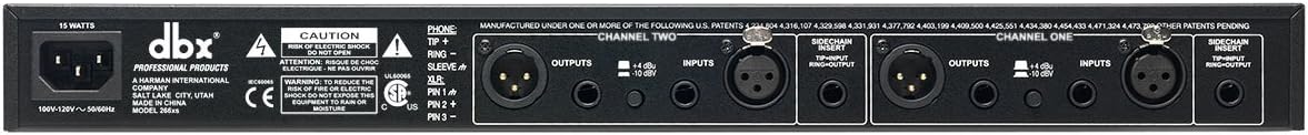 dbx 266xs Professional Audio Compressor/Gate Dynamic Effects Processor with Sidechain Insert. For Portable, Tour, Studio. 1U Single Rack Space, Silver