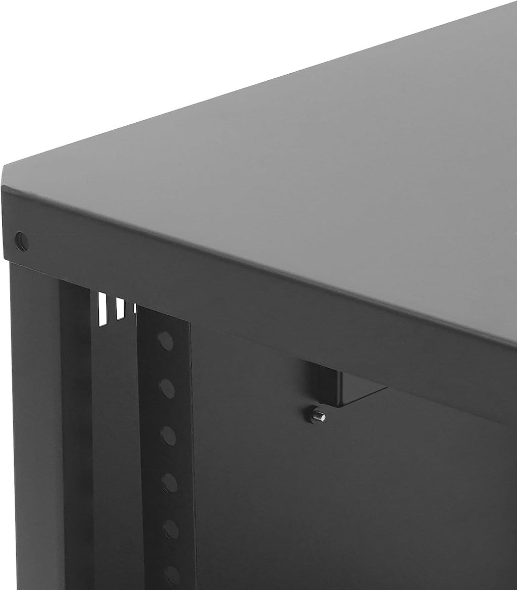 9U Stereo & Studio Rack with Wheels, Open Frame Audio Rack Cabinet, Rolling Network Cabinet, Network Devices Storage Rack Cabinet (Black, 9U)