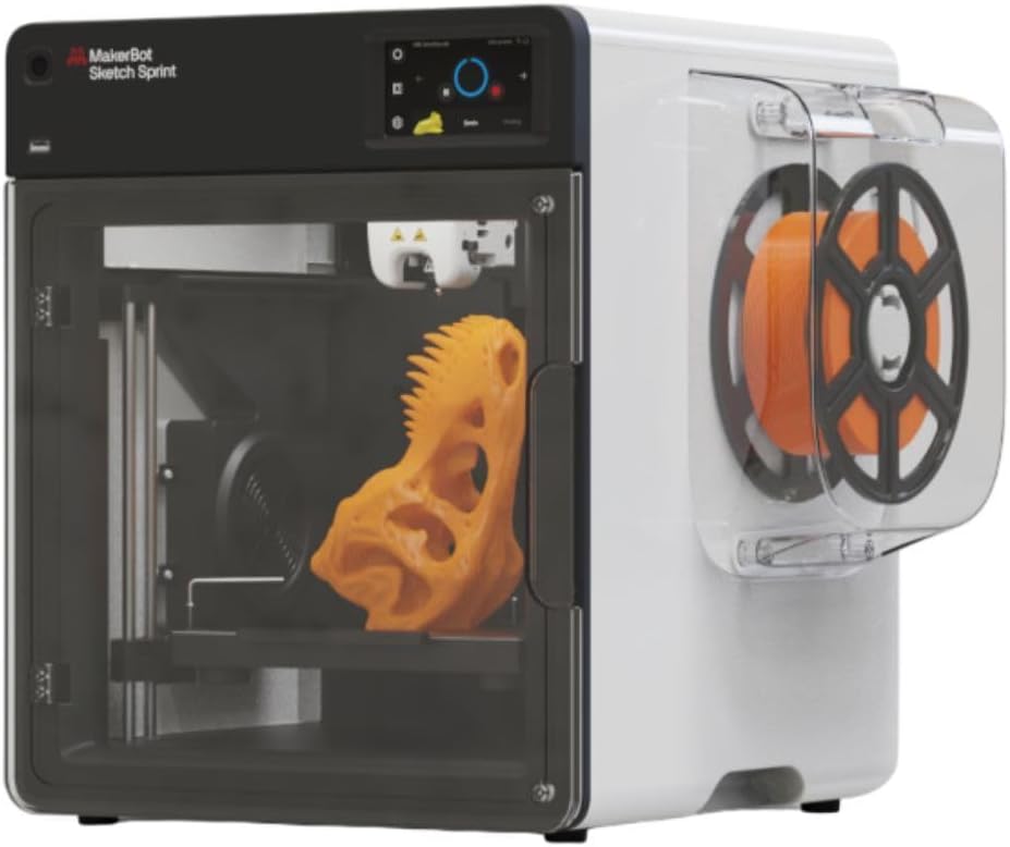 MakerBot Sketch Sprint 3D Printer with 250 mm Per Second Print Speed, Includes UltiMaker Digital Factory Cloud Cura Software and Certification Program, Plastic Filament, 15.8 x 17.8 x 18.3 inches