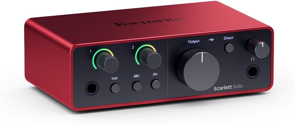 Focusrite Scarlett Solo Studio 4th Gen USB Audio Interface Complete Kit Exclusive Software Bundle with New Designed Eris 3.5 Studio Monitors with Professional Microphone Kit & Recording Headphones