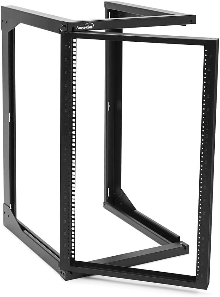 NavePoint 18U Server Rack with Swing Gate - Wall Mount Rack for 19 Inch IT & AV Equipment - 24' Deep, Black