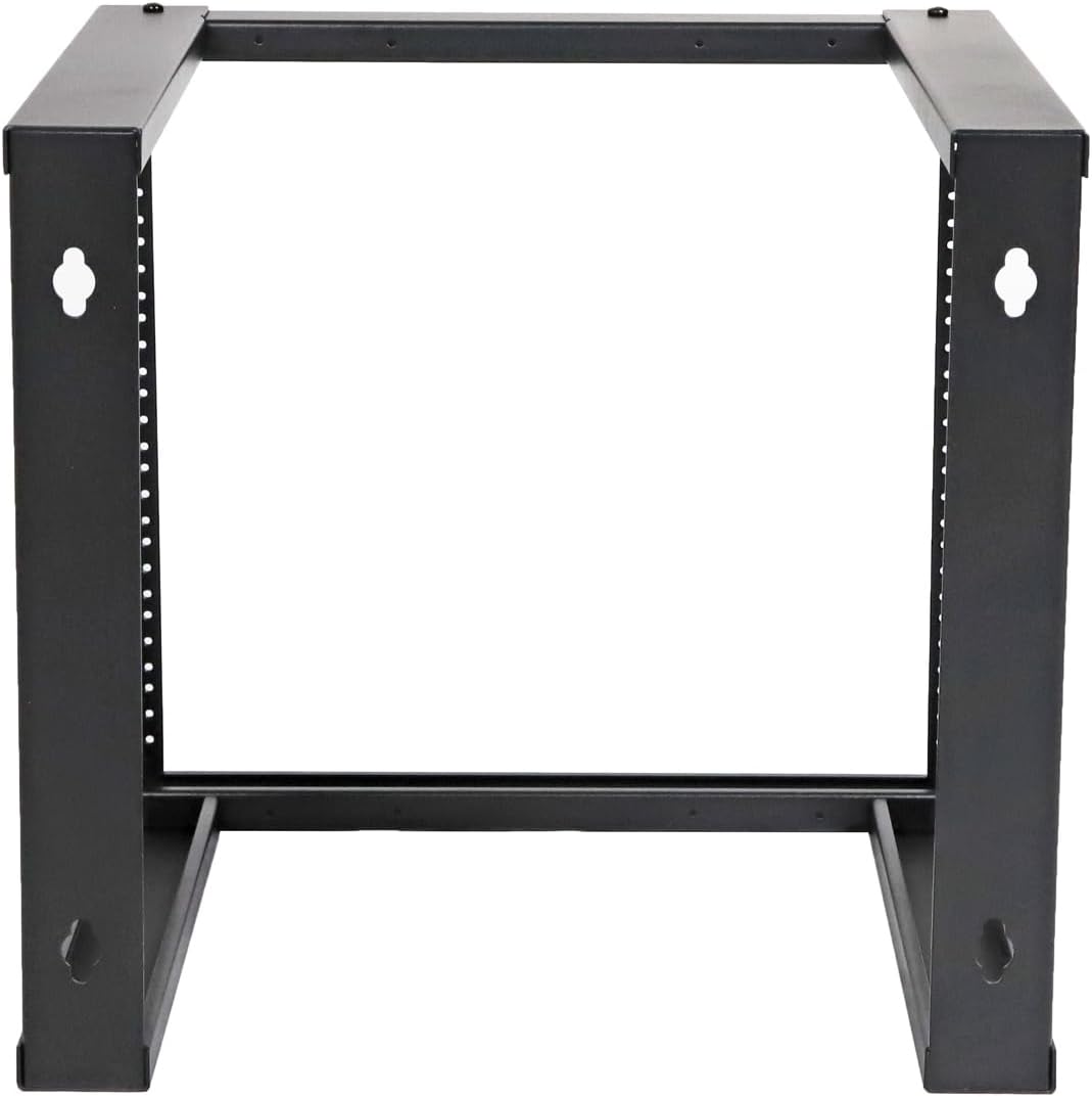 AEONS 9U Open Frame Wall Mount 19-Inch IT Network Server A/V Equipment Rack 16' Depth 12-24 Threaded 2-Post Mounting, Black
