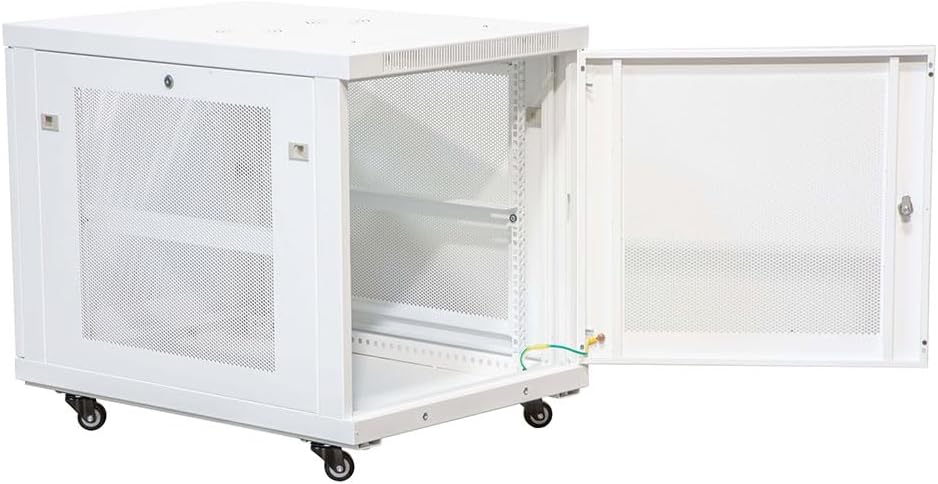 NavePoint 12U Network Cabinet with Perforated Door 12U Wall Mount Server Cabinet White 19 Rack for IT Equipment, AV Devices, Networking Equipment 33' Deep Mid-Depth Server Rack Enclosure