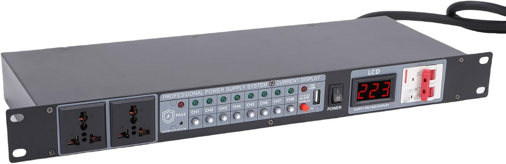 Power Sequencer Conditioner, 10 Channel Power Conditioner Surge Sequencer with Digital Voltage Display, Professional Power Sequence Controller for Stage Amplifier Speaker (US)