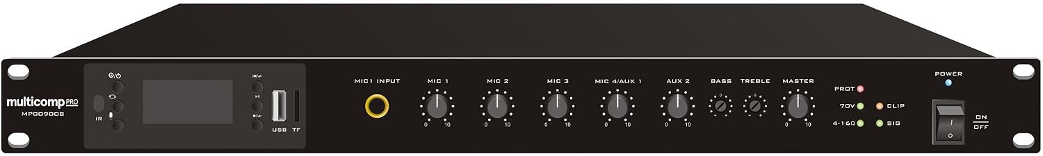 Class D Amplifier Mixer, 6 Input, 120W, 8 Ohm and 70V