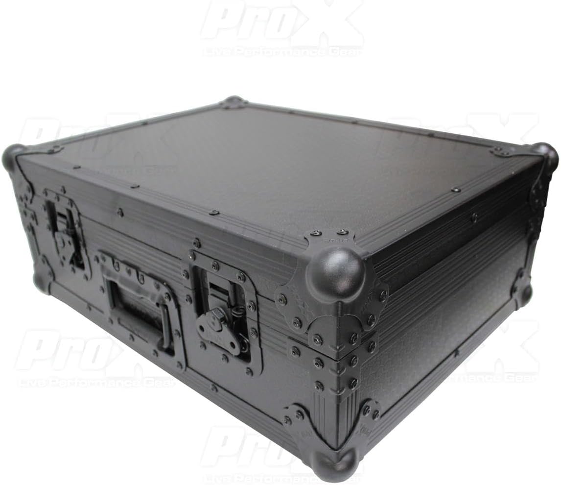 ProX XS-RANE12BL ATA-300 Style Flight Case, For Rane 12 Motorized DJ Control System, Pro Audio Equipment Storage, Black on Black