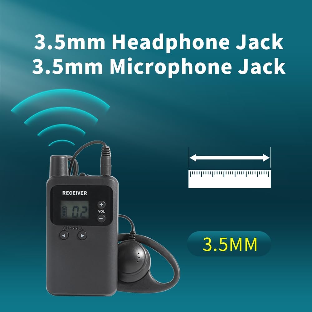 AGJ Wireless Tour Guide System, Tour Guide Microphone, Tour Guide Headsets 1 Transmitter 10 Receivers 1 Charger Court Church Translation Assisted Listening System for Factory School