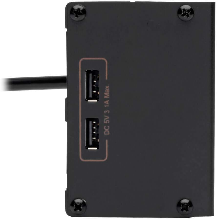 Tripp Lite Isobar 4 Outlet Surge Protector Power Strip with 2 USB Charging Ports, 8ft Long Cord, Right-Angle Plug, Metal, 3330 Joules, Lifetime Limited Warranty & $50K Insurance (IBAR4ULTRAUSBB)