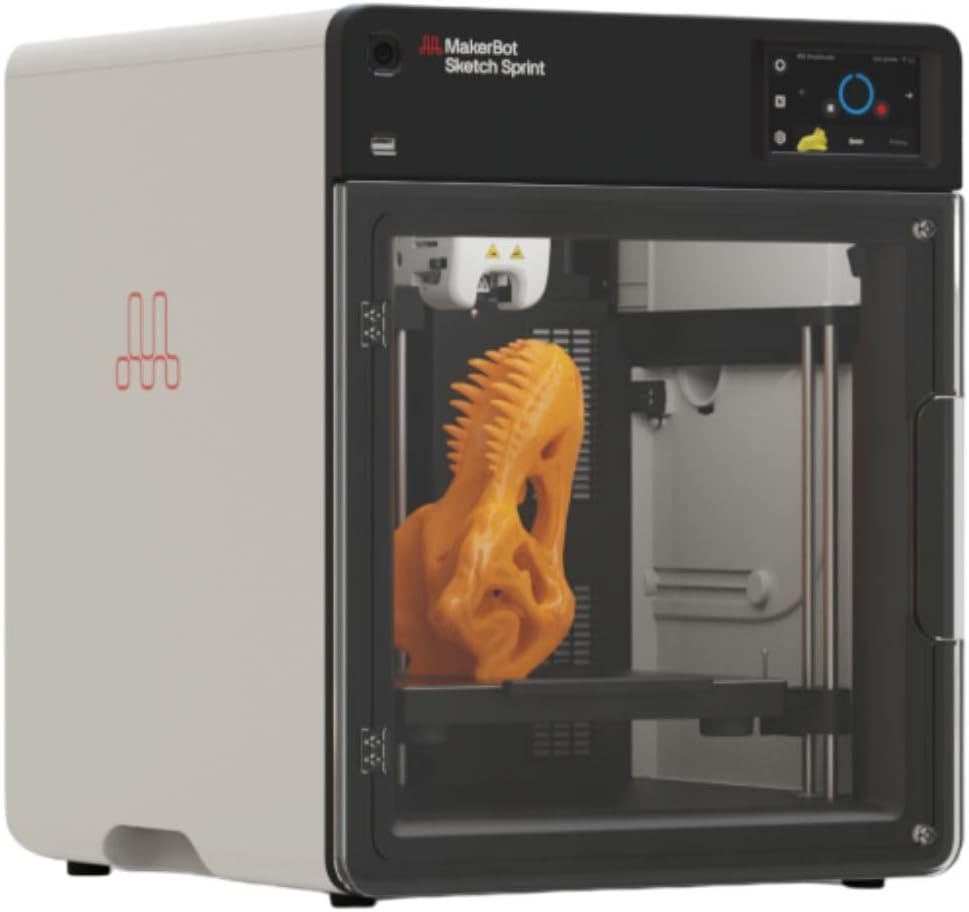 MakerBot Sketch Sprint 3D Printer with 250 mm Per Second Print Speed, Includes UltiMaker Digital Factory Cloud Cura Software and Certification Program, Plastic Filament, 15.8 x 17.8 x 18.3 inches