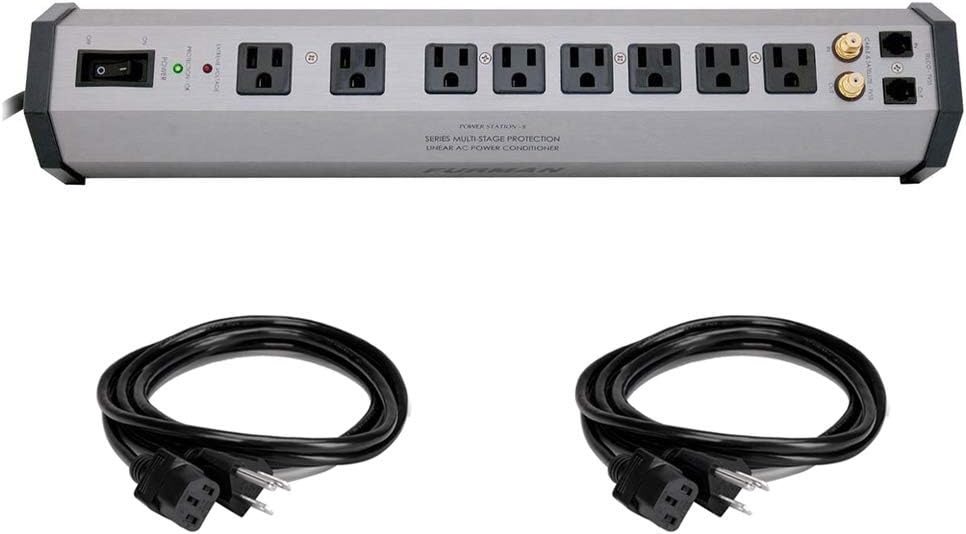 Furman PST-8 Power Station Home Theater Power Conditioner with (2) Extension Cable Bundle
