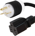 NEMA 6-15P to 6-20R Plug Adapter - 3 Foot, 15A/250V, 14 AWG - Iron Box IBX-5857-03 (3 ft)