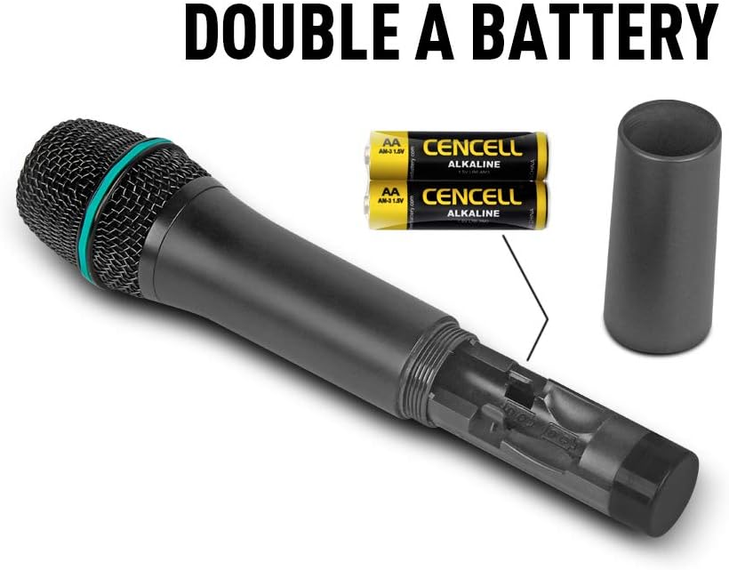 Debra Audio Pro UHF 4 Channel Wireless Microphone System with Cordless Handheld Lavalier Headset Mics, Metal Receiver, Ideal for Karaoke Church Party(with 4 Handheld (B))