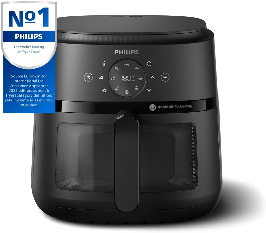 Philips Airfryer 2000 Series – 13 Ways to Cook, 6.2L Capacity, Compact Design with Cooking Window, RapidAir Technology, Fry with up to 90% Less Fat, Easy to Clean (NA230/00)