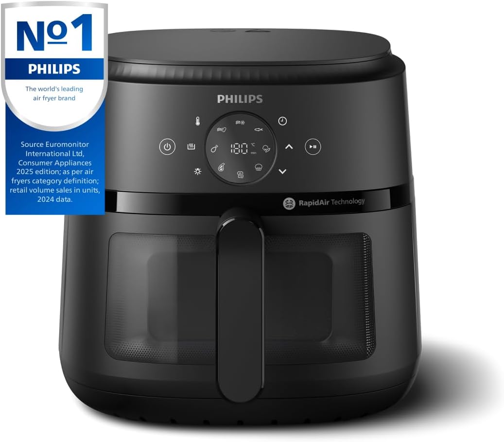 Philips Airfryer 2000 Series – 13 Ways to Cook, 6.2L Capacity, Compact Design with Cooking Window, RapidAir Technology, Fry with up to 90% Less Fat, Easy to Clean (NA230/00)