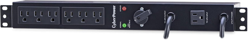 CyberPower MBP15A6 Maintenance Bypass PDU, 120V/15A, 6 Outlets, 1U Rackmount Black