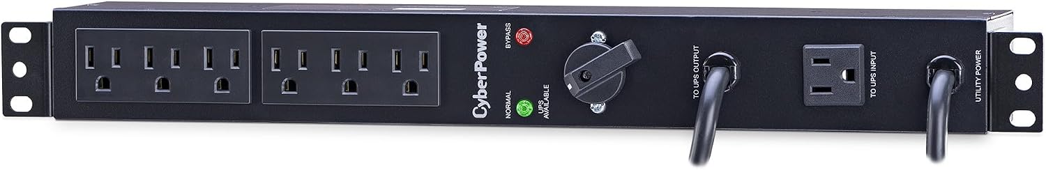 CyberPower MBP15A6 Maintenance Bypass PDU, 120V/15A, 6 Outlets, 1U Rackmount Black