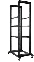 Server Rack Open Frame Rack 4 Post 19 inch Adjustable Server/Audio Rack Cold Rolled Steel with 3 Shelves (42U,24Depth)