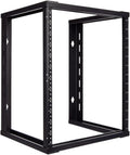 NavePoint 12U Wall Mount Open Frame 19 Inch Server Equipment Rack Threaded 16 inch Depth Black