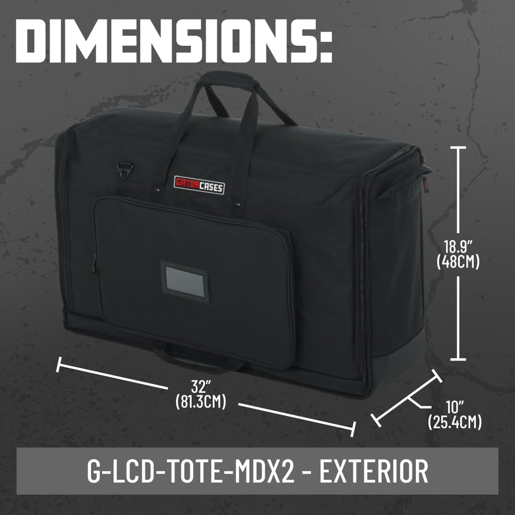 Gator Cases Padded Nylon Dual Carry Tote Bag for Transporting (2) LCD Screens, Monitors and TVs Between 27' - 32', (G-LCD-TOTE-MDX2)