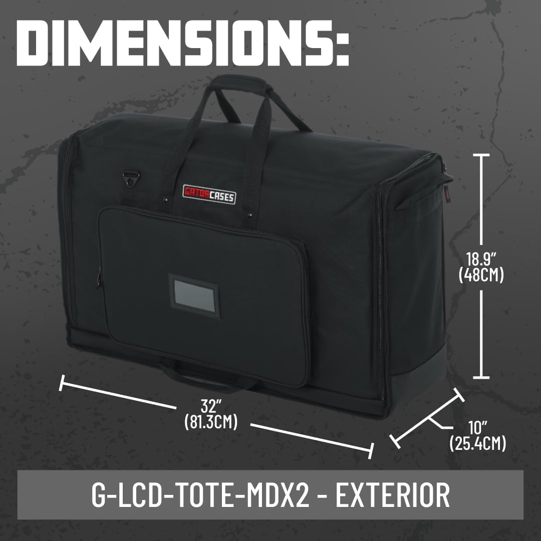 Gator Cases Padded Nylon Dual Carry Tote Bag for Transporting (2) LCD Screens, Monitors and TVs Between 27' - 32', (G-LCD-TOTE-MDX2)
