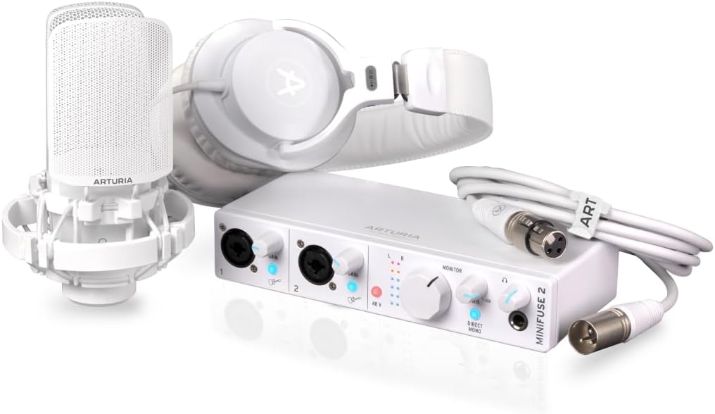 Arturia MiniFuse Recording Pack — USB Audio Interface Bundle with Condenser Microphone, Headphones, and Creative Software for Recording, Streaming, and Podcasting