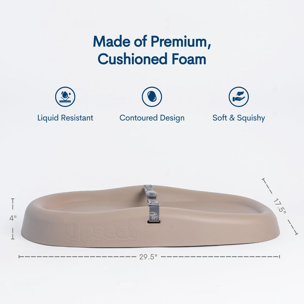 Upseat Baby Changing Pad, Non-Slip Grippy Design, Premium Cushioned Foam, Contoured for Comfort, Waterproof and Easy-to-Clean, Liquid-Resistant (Taupe)