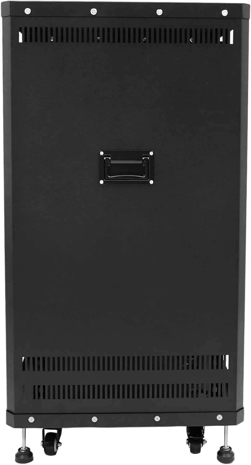 18U Stereo & Studio Rack with Wheels Rolling Network Cabinet Open Frame Audio Component Rack Cabinet Recording Studio Racks with Lifting Handle for Video Music Recording & IT Equipment-Black