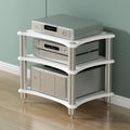 1 2 3 4 Tier AV Media Stand Component Cabinet Corner Shelf Wooden Stereo Cabinet Audio Rack Tower CD Player Stand for Home/Office/Audio Video/DJ/Theater ﻿ ﻿(White,3 Tier-60x50x60cm)