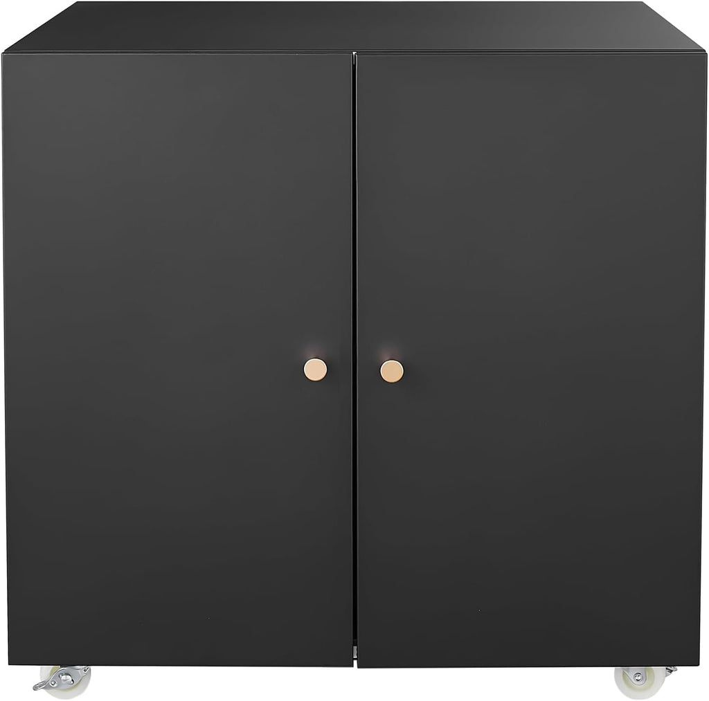GarveeLife Metal Printer Stand with File Storage Cabinet, Printer Cabinet File Cabinet On Wheels with Door and Adjustable Shelf, Printer Table Stand for Home Office 23.62' H Black