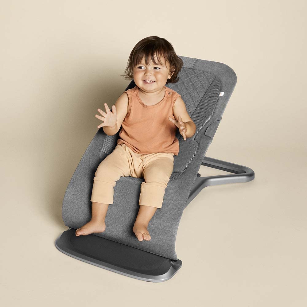 Ergobaby Evolve 3-in-1 Bouncer Seat for Babies and Toddlers 5.5-25lbs - Multi Position Baby Rocker Seat with Adjustable Heights, Secure Harness, Newborn Insert - Charcoal Grey