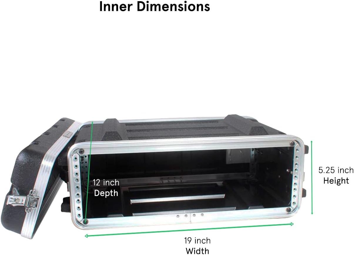 19' Rackmount Flight Case, 12' Depth, Stackable, ABS, Aluminum and Steel Construction (3U)