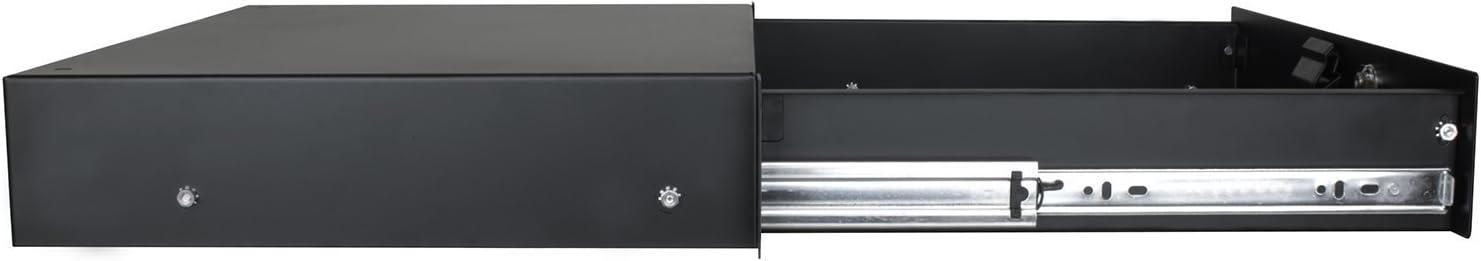 Penn Elcom 3232LK Standard Sliding Steel Rack Drawer for 2 Rack Spaces (2U) with Slam Latch & Key Lock, 14 Inch Deep Gear Storage
