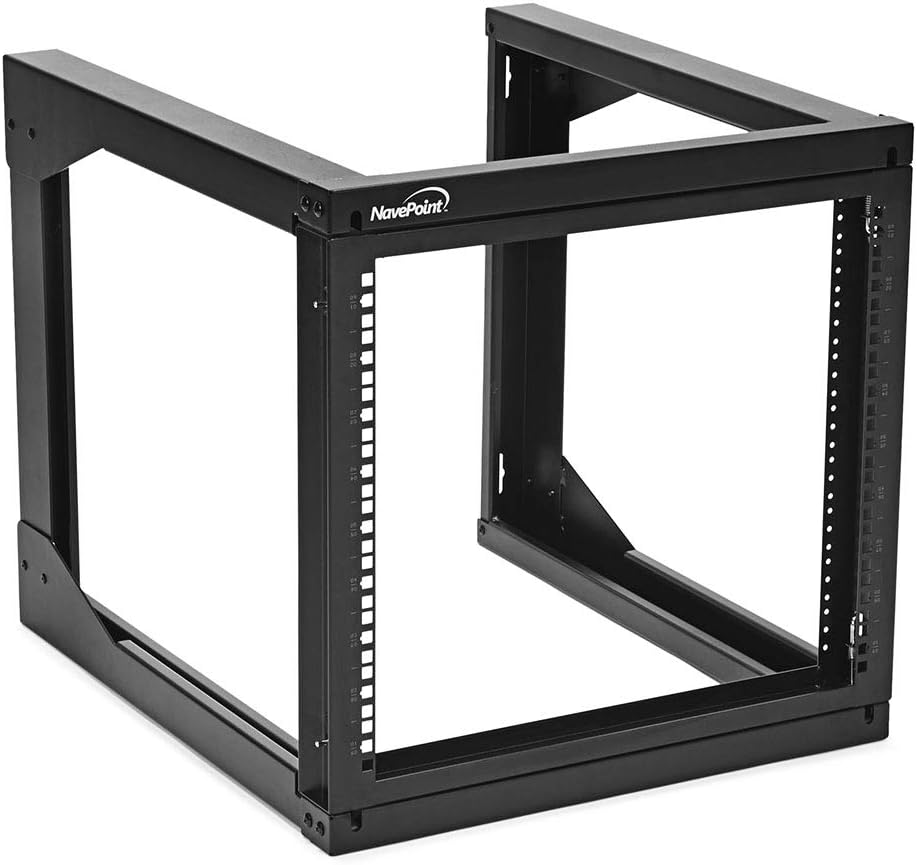 NavePoint 9U Server Rack with Swing Gate - Wall Mount Rack for 19 Inch IT & AV Equipment - 24' Deep, Black