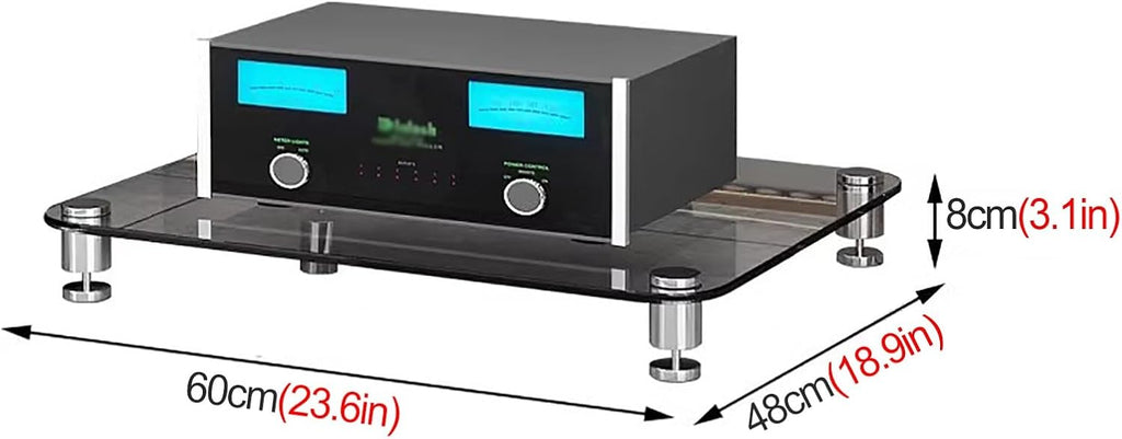 YLLFFLL 1/2/3/4-tier Media Stand Audio/Video Component Cabinet with Glass Shelf, Heavy Duty Stereo Racks and Stands Stereo System, Modern Audio Rack Tower(Brown,1 tire)