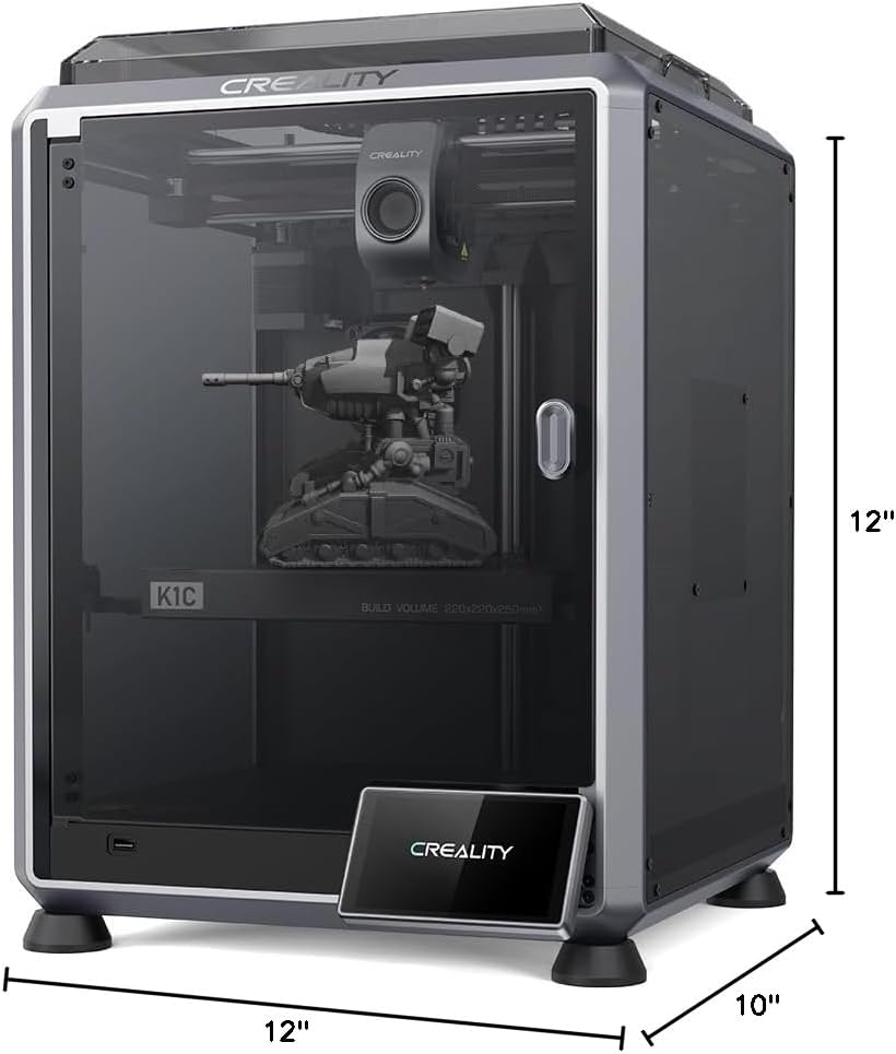 Creality K1C 3D Printer, 3D Printers with 600mm/s Fast Printing Speed, Support Carbon Fiber Filament 300℃ High-Temp Print, Auto Leveling and Clog-Free Direct Extruder 8.66x8.66x9.84 inch