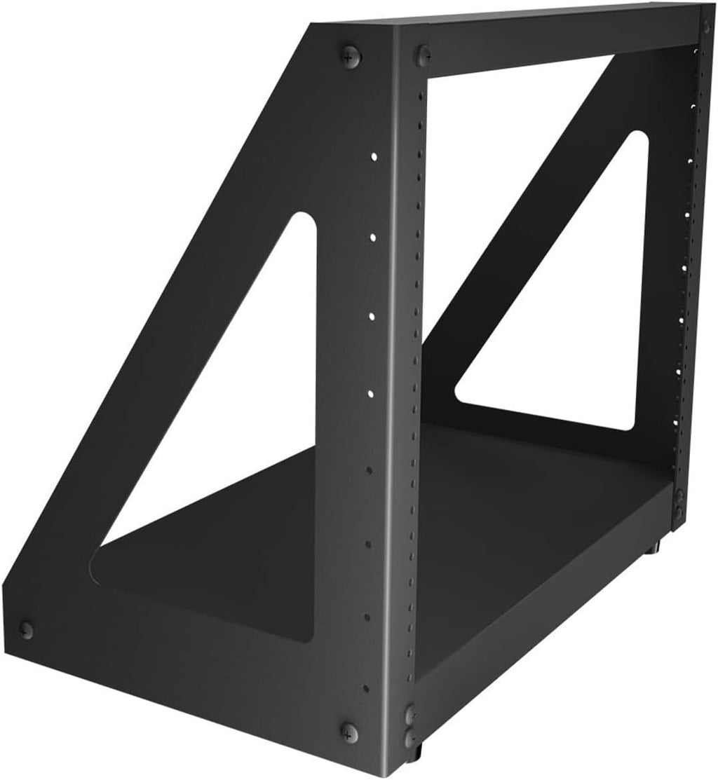 NavePoint 8U 2 Post Server Rack for 19 Inch Equipment, Freestanding Desktop Rack for AV, Networking, Data & IT Devices, Heavy Duty 2-Post Rack 8U 660lbs Weight Capacity, Black