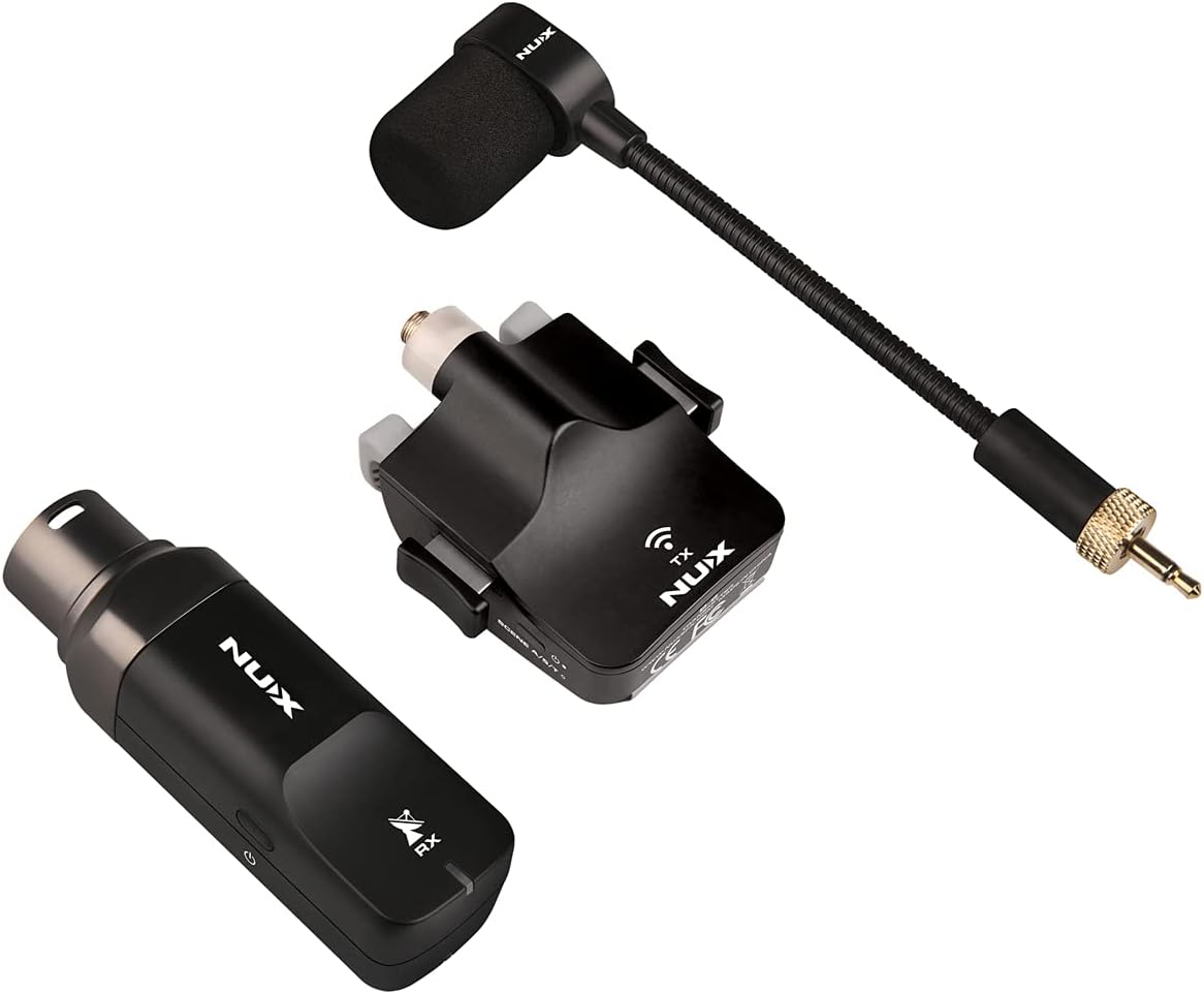 NUX B-6 Saxophone Wireless System with Charging Case,Operation Range of 20 Meters,High-Resolution 24- bit/44.1kHz Audio,2.4GHz Wireless Saxophone Microphone